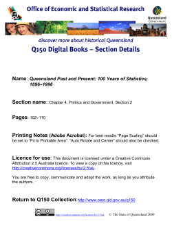 Queensland Past and Present: 100 Years of Statistics, 1896&ndash;1996