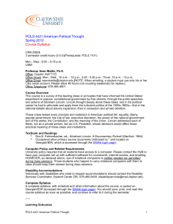 POLS 4421 American Political Thought Spring 2012 Course Syllabus