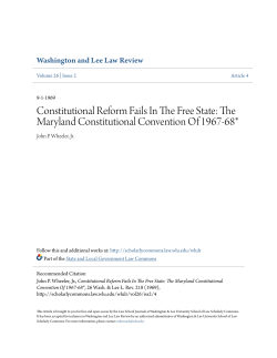 Constitutional Reform Fails In The Free State: The Maryland