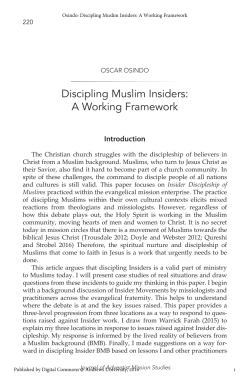 Discipling Muslim Insiders: A Working Framework