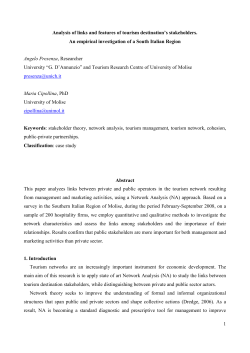 Analysis of links and features of tourism destination`s