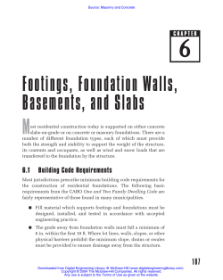 Footings, Foundation Walls, Basements, and