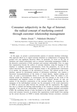Consumer subjectivity in the Age of Internet: the radical concept of