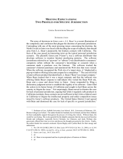 Meeting Expectations: Two Profiles for Specific Jurisdiction