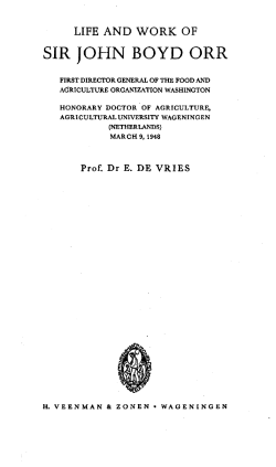 SIR JOHN BOYD ORR - Wageningen UR E