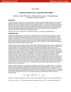 433-2013: A Multilevel Model Primer Using SAS