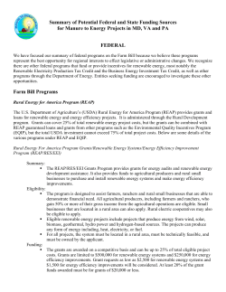 Summary of Potential Federal and State Funding Sources for