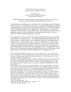 The Political Economy of Nunavut