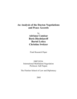 An Analysis of the Dayton Negotiations and Peace Accords Adriana