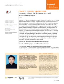 The essential and the derivative moods of Aristotelian syllogism