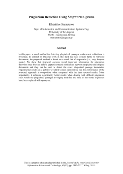 Plagiarism Detection Using Stopword n-grams