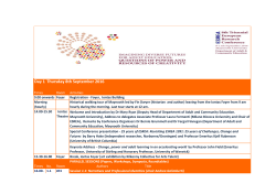 Day 1 Thursday 8th September 2016