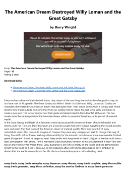 The American Dream Destroyed Willy Loman and the Great Gatsby