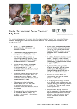 Study &ldquo;Development Factor Tourism&rdquo; Key Facts