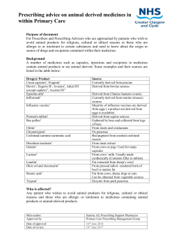Prescribing advice on animal derived medicines