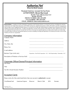 Payment Gateway Account Set-Up Form (FDC Nashville Platform)