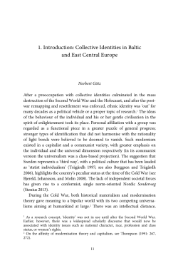1. Introduction: Collective Identities in Baltic and East Central Europe