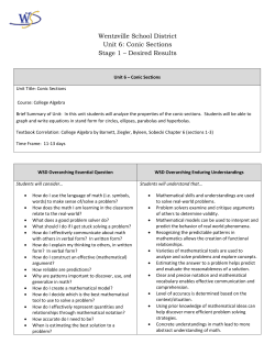 College Algebra Unit 6 Conic Sections.docx - Wentzville R