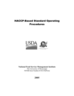 HACCP-Based Standard Operating Procedures (SOPs)