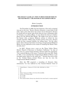 551 THE STOLEN VALOR ACT: WHY IT SHOULD BE REVISED TO