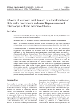 influence of taxonomic resolution and data transformation on biotic