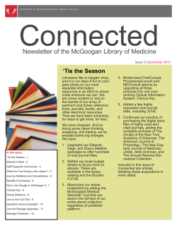 Newsletter of the McGoogan Library of Medicine