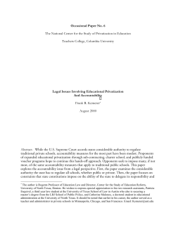 Occasional Paper # 6 for the National Center for the Study of