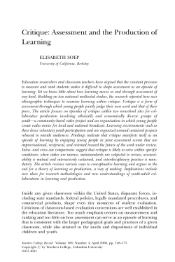 Critique: Assessment and the Production of Learning