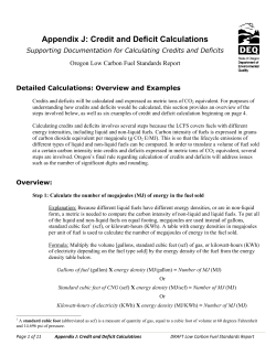 Appendix J: Credit and Deficit Calculations