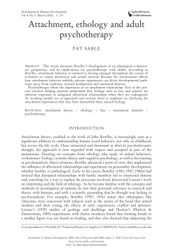 Attachment, ethology and adult psychotherapy