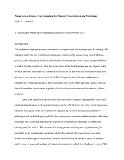 Preservation- Engineering Education for Masonry Construction and