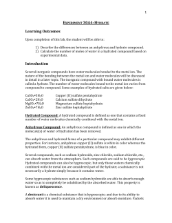 Experiment 30A4- Hydrate