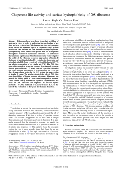 Chaperone-like activity and surface hydrophobicity of 70S ribosome