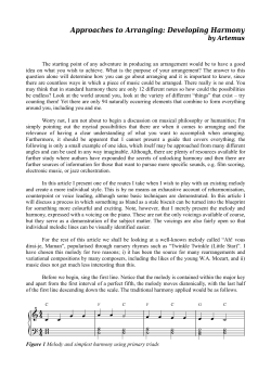 Approaches to Arranging: Developing Harmony
