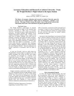 History of Aerospace Education and Research