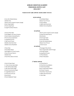 Supply Lists - Jubilee Christian Academy