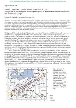 PASSEQ - Recognition of the lithosphere