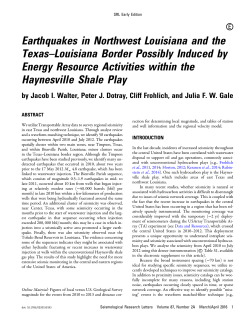 Earthquakes in Northwest Louisiana and the Texas&ndash;Louisiana