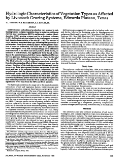 Hydrologic Characteristics of Vegetation Types as Affected by