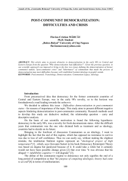POST-COMMUNIST DEMOCRATIZATION: DIFFICULTIES AND