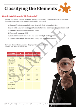 Classifying the Elements Part B: Metal, Non-metal OR Semi