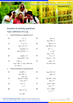 Answers to activity questions Topic: Definition of a Log