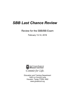 SBB Last Chance Review 2016 - Gulf Coast Regional Blood