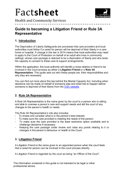 Guide to become Litigation Friend or 3A Representative