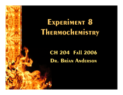 Experiment 8 Thermochemistry