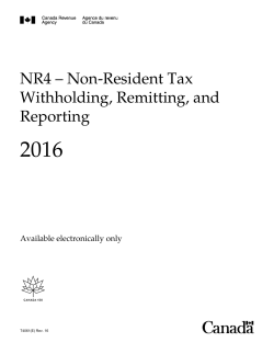 NR4 &ndash; Non-Resident Tax Withholding, Remitting, and Reporting