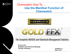 Chemwatch How To&hellip;. Use the Manifest Function of Chemwatch