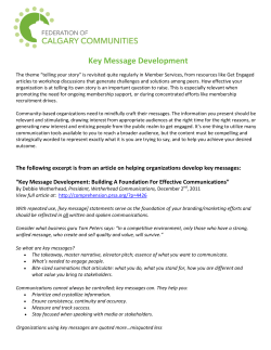 Key Message Development - Federation of Calgary Communities