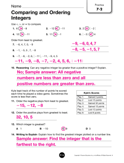 Comparing and Ordering Integers >  > <