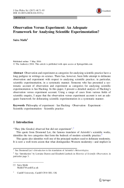Observation Versus Experiment: An Adequate Framework